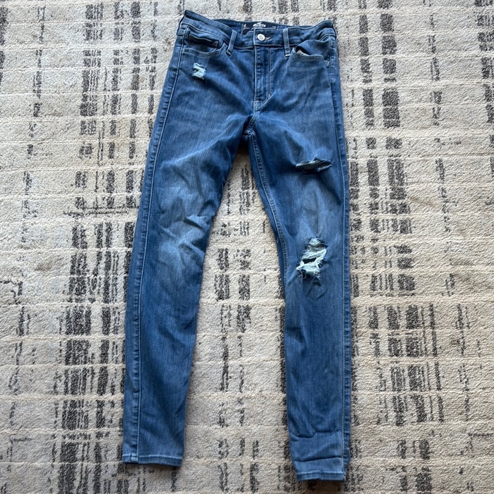 Hollister Blue Skinny Jeans with Distressed Details